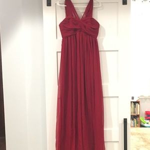 Amsale red maternity bridesmaids dress